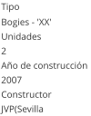 Tipo Bogies - 'XX'  Unidades 2 Ao de construccin  2007 Constructor JVP(Sevilla